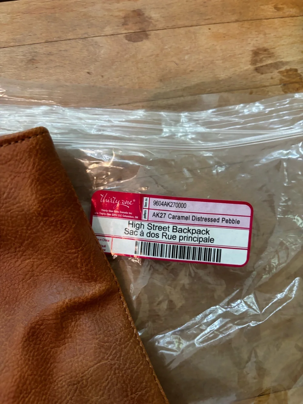 Thirty-One High Street Backpack | Caramel Distressed Pebble Faux Leather